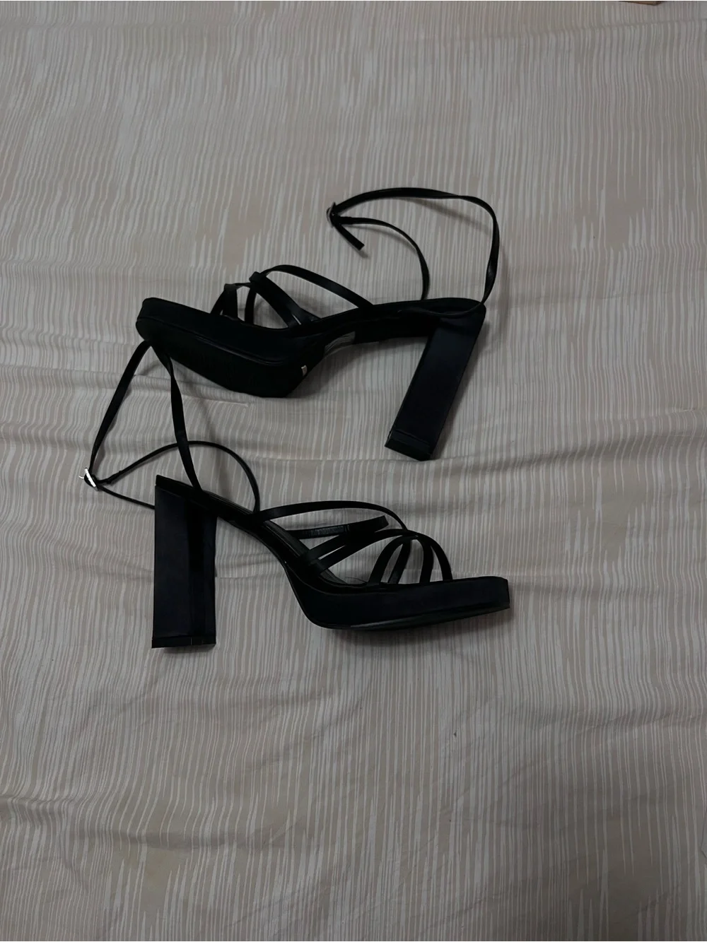 Black Strappy Block Heel Sandals - Women